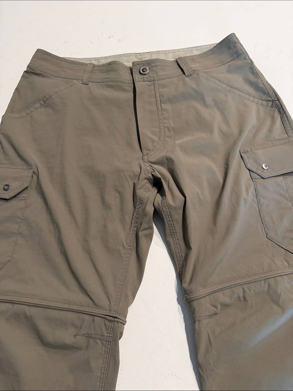 Men's Cargo Pants in Olive - Lightweight Utility Style Zip Off Legs.